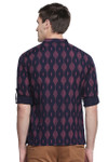 Men's Kurta Tunic : Handmade with Ikkat Print - Back | In-Sattva