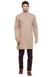 Men's Indian Kurta Tunic: Light Beige - Full display | In-Sattva