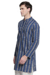 Men's Indian Kurta Tunic with Block Print: Pure Cotton Fabric - Side | In-Sattva