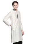 Men's Indian Kurta Tunic: Royal White - Side view | In-Sattva