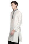 Men's Indian Kurta Tunic: Royal White - Side view | In-Sattva