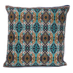 In-Sattva Home Geometric and Ancient Art Hand-Embellished Cotton Cushion Cover Decorative Pillow, BBr, 20 x 20