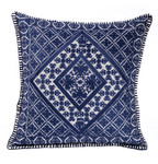 In-Sattva Navy Symmetrical Embroidered Cushion Cover and Pillow 20 X 20