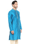 In-Sattva Men's Classic Band Collar Indian Kurta Tunic with Embroidered Placket Blue In-Sattva Men's Classic Band Collar Indian Kurta Tunic with Embroidered Placket Blue