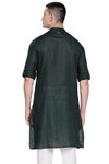 In-Sattva Men's Indian Band Collar Pure Cotton Kurta Tunic with Roll-up Sleeves Green In-Sattva Men's Indian Band Collar Pure Cotton Kurta Tunic with Roll-up Sleeves Green
