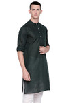 In-Sattva Men's Indian Band Collar Pure Cotton Kurta Tunic with Roll-up Sleeves Green In-Sattva Men's Indian Band Collar Pure Cotton Kurta Tunic with Roll-up Sleeves Green