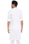 In-Sattva Men's Indian Band Collar Pure Cotton Kurta Tunic with Roll-up Sleeves White