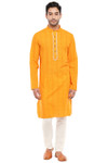 In-Sattva Men's Mandarin Collar Indian Kurta Tunic with Hand-Embroidered Placket In-Sattva Men's Mandarin Collar Indian Kurta Tunic with Hand-Embroidered Placket