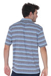 AVA Athletica Men's Collared Moisture-Wicking Active Wear Broad Striped T-Shirt Blue