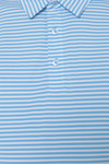 AVA Athletica Men's Polo Collar Moisture-Wick Active Wear Fine Striped T-Shirt Alaskan Blue