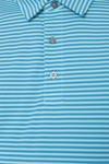 AVA Athletica Men's Polo Collar Moisture-Wick Active Wear Fine Striped T-Shirt Malibu Blue