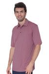 AVA Athletica Men's Polo Collar Moisture-Wick Active Wear Fine Striped T-Shirt Rose