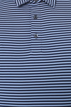 AVA Athletica Men's Polo Collar Moisture-Wick Active Wear Fine Striped T-Shirt Dark Blue