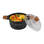 Die Cast Aluminum Casserole with Lid and Wooden Handle - with food 