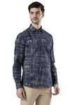 Ethnix Men's Pullover Cotton Indigo Kurta Tunic Shirt-Length with Regular Collar