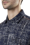 Ethnix Men's Pullover Cotton Indigo Kurta Tunic Shirt-Length with Regular Collar