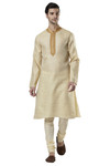 Ethnix Men's Indian Band Collar Fine Embroidered Placket Kurta Tunic Pajama Set