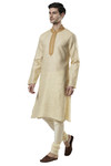 Ethnix Men's Indian Band Collar Fine Embroidered Placket Kurta Tunic Pajama Set