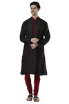 Ethnix Men's Indian Embroidered Mandarin Collar Festive Kurta Tunic Pajama Set Black Ethnix Men's Indian Embroidered Mandarin Collar Festive Kurta Tunic Pajama Set Black