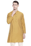 Men's  Indian Traditional Mandarin Kurta Tunic: Mustard | Front view | In-Sattva Men's  Indian Traditional Mandarin Kurta Tunic: Mustard | Front view | In-Sattva