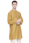 Men's  Indian Traditional Mandarin Kurta Tunic: Mustard | Side view | In-Sattva  Men's  Indian Traditional Mandarin Kurta Tunic: Mustard | Side view | In-Sattva