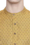 Men's  Indian Traditional Mandarin Kurta Tunic: Mustard | Swatch view | In-Sattva Men's  Indian Traditional Mandarin Kurta Tunic: Mustard | Swatch view | In-Sattva