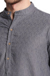 In-Sattva Men's Indian Mandarin Collar Handcrafted Fine Embroidered Kurta Tunic Grey