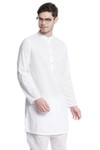 In-Sattva Men's Indian Mandarin Collar All Over High Embroidered Kurta Tunic White In-Sattva Men's Indian Mandarin Collar All Over High Embroidered Kurta Tunic White