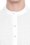 Men's  Indian Traditional Embroidered Mandarin collar Kurta Tunic: All Over White Diamond | Swatch view | In-Sattva