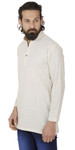 Men's  Indian Traditional Khadi cotton Kurta Tunic: Off-White | Side view 2 | In-Sattva Men's  Indian Traditional Khadi cotton Kurta Tunic: Off-White | Side view 2 | In-Sattva