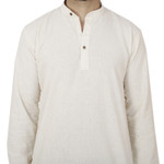 Men's  Indian Traditional Khadi cotton Kurta Tunic: Off-White | Swatch view | In-Sattva Men's  Indian Traditional Khadi cotton Kurta Tunic: Off-White | Swatch view | In-Sattva