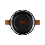 Shallow Black Casserole with Lid and Wooden Handle | Basic View