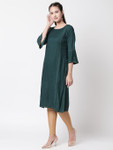 Ethnicity Pleated Teal Long Kurta Tunic with Bell Sleeves