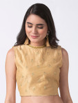 Ethnicity Embroidered Gold Crop Top with Button-down Back