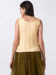 Ethnicity Handcrafted Gold Sequined Sleeveless Top