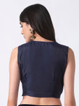 Ethnicity Handcrafted Metallic and Navy Blue Sleeveless Crop Top