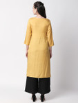 Ethnicity Handcrafted Mustard Lined Kurta Tunic with Button Placket Ethnicity Handcrafted Mustard Lined Kurta Tunic with Button Placket