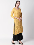 Ethnicity Handcrafted Mustard Lined Kurta Tunic with Button Placket Ethnicity Handcrafted Mustard Lined Kurta Tunic with Button Placket