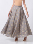 Ethnicity Handcrafted Gold Floral Gray Lehenga Skirt