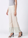 Ethnicity Handcrafted Off-White and Teal Dotted Palazzo Pants 
