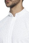 Ethnix Men's Mandarin Collar All-Over Chikaankari Embroidered  Kurta Pajama 2-piece set Ethnix Men's Mandarin Collar All-Over Chikaankari Embroidered  Kurta Pajama 2-piece set