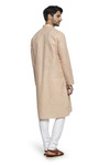 Ethnix Men's Mandarin Collar Solid Textured Staple Kurta Pajama 2-piece set; Peach Ethnix Men's Mandarin Collar Solid Textured Staple Kurta Pajama 2-piece set; Peach