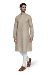 Ethnix Men's Natural Earth Mandarin Collar Solid Textured Staple Kurta Pajama 2-piece set Ethnix Men's Natural Earth Mandarin Collar Solid Textured Staple Kurta Pajama 2-piece set