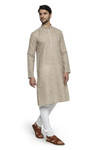 Ethnix Men's Natural Earth Mandarin Collar Solid Textured Staple Kurta Pajama 2-piece set Ethnix Men's Natural Earth Mandarin Collar Solid Textured Staple Kurta Pajama 2-piece set