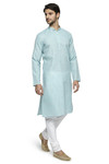 Men's blue kurta pajama set side view