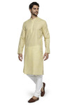 Ethnix Men's Light Yellow Mandarin Collar Solid Textured Staple Kurta Pajama 2-piece set Ethnix Men's Light Yellow Mandarin Collar Solid Textured Staple Kurta Pajama 2-piece set