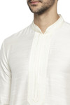 Men's white kurta pajama set close up