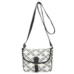 Women's Crossbody Black and White Diamond Textured Bag