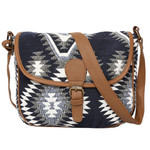 Women's Crossbody Black Aztec Textured Bag 