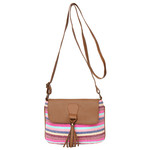 Women's Crossbody Multicolored Striped Print w/Tassel